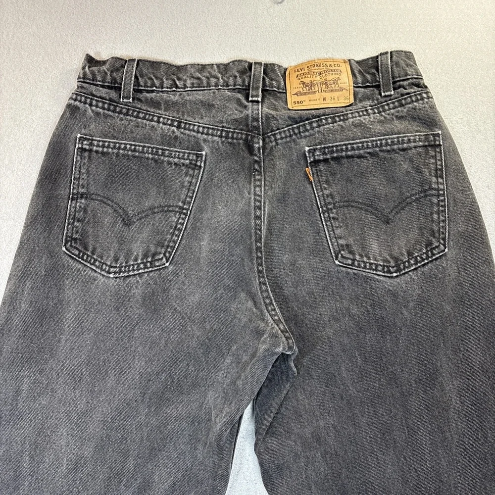 Vtg 90s Levis 550 Orange Tab Mens 36x36 Faded Relaxed Fit‎ Denim Jeans Black USA
